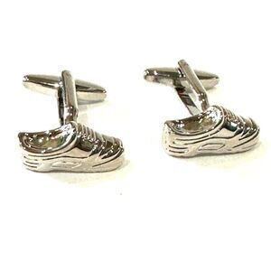 3D Soccer Sneaker / Turf Shoe Cufflinks — Gunmetal Silver